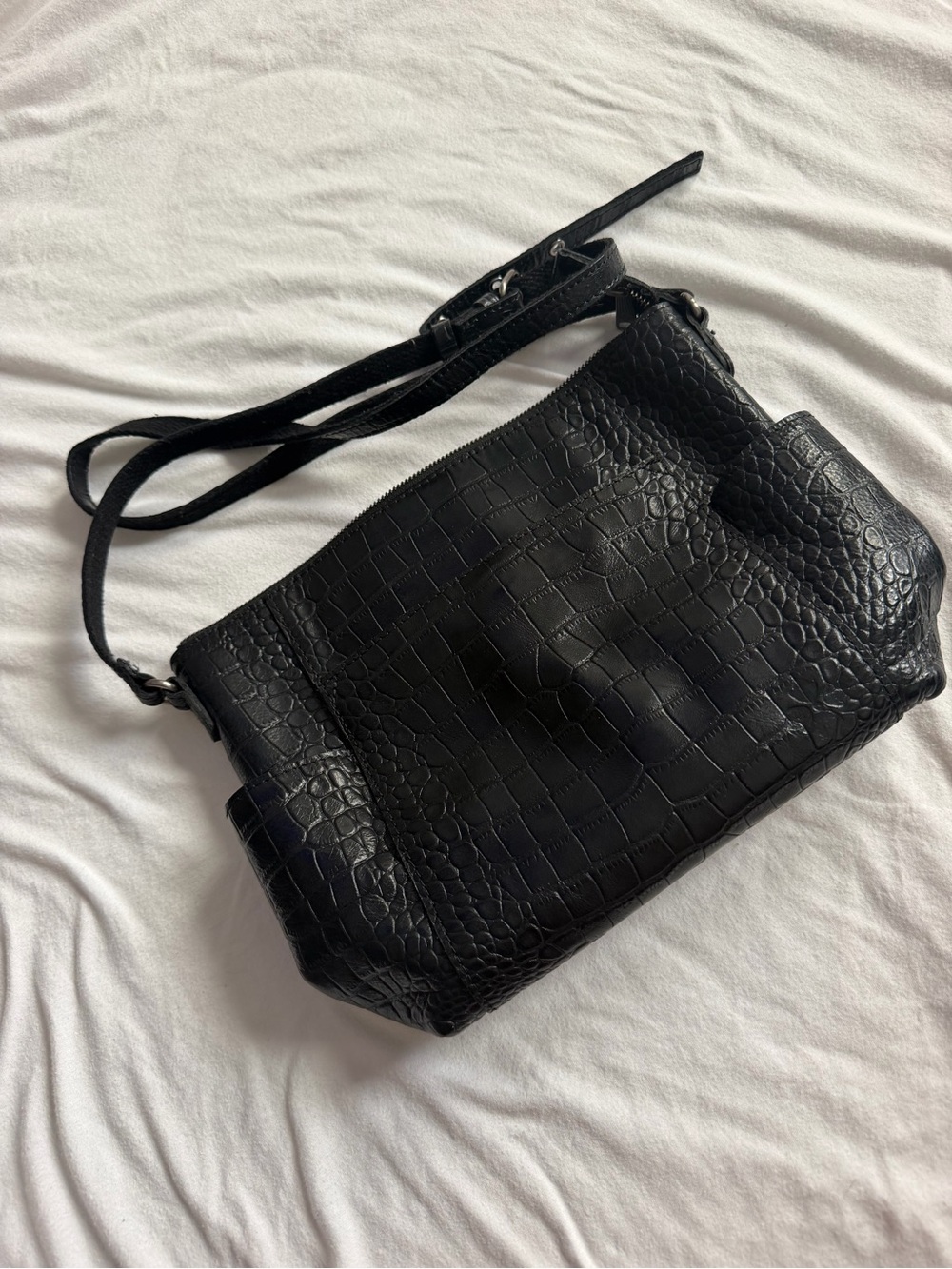 Patricia Nash Black Croc-Embossed Crossbody Shoulder Bag 🖤